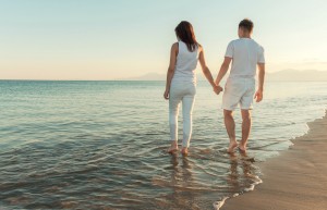 walking on the beach